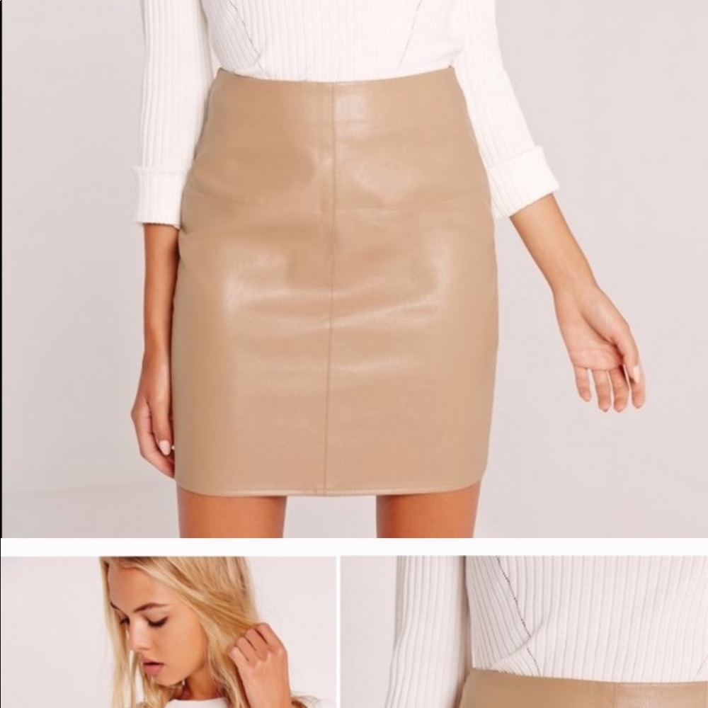 Miss guided tan pleather skirt
